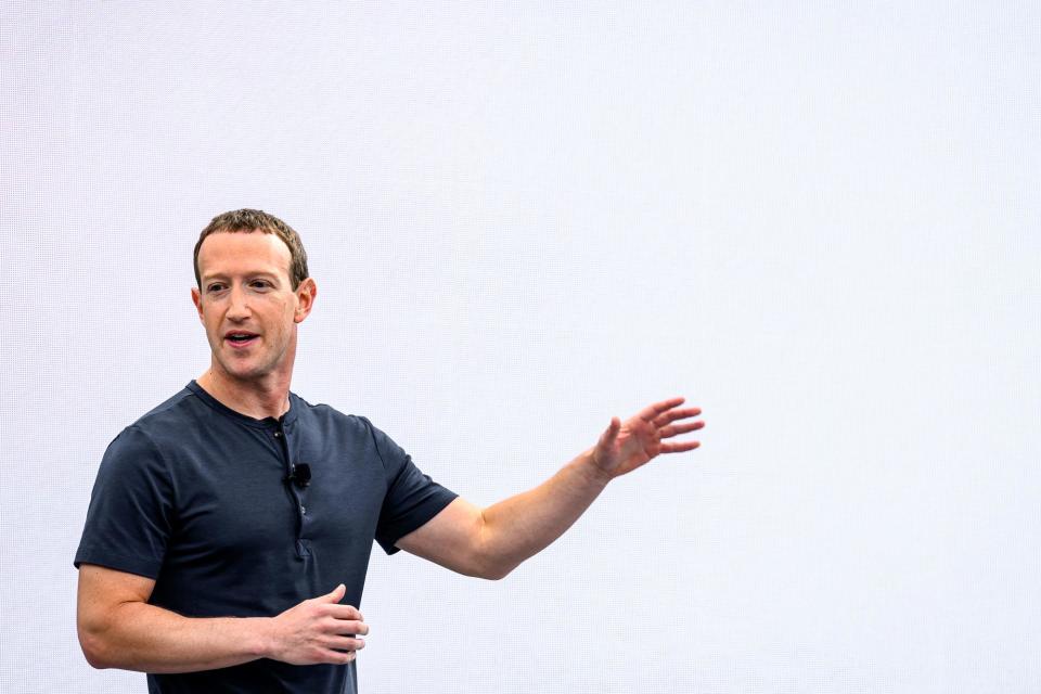 <span>Mark Zuckerberg at Meta headquarters in Menlo Park, California last year.</span><span>Photograph: Josh Edelson/AFP via Getty Images</span>