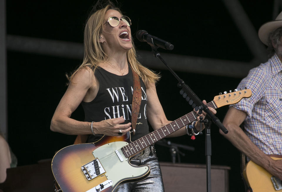 Sheryl Crow performs on the third day of Glastonbury Festival at Worthy Farm, Somerset, England, Friday, June 28, 2019. (Photo by Joel C Ryan/Invision/AP)