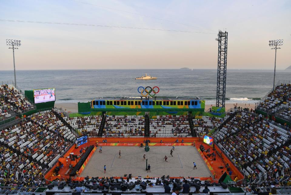 The beach volleyball venue at Copacabana offered a scenic backdrop. (Getty Images)