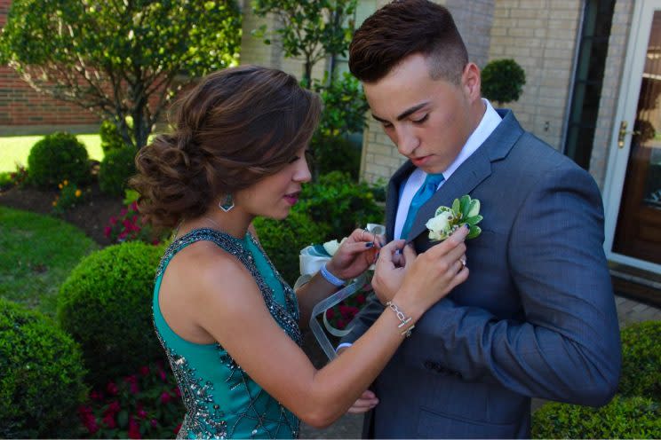 Marissa Peña and Juan Quintanilla before Peña's prom