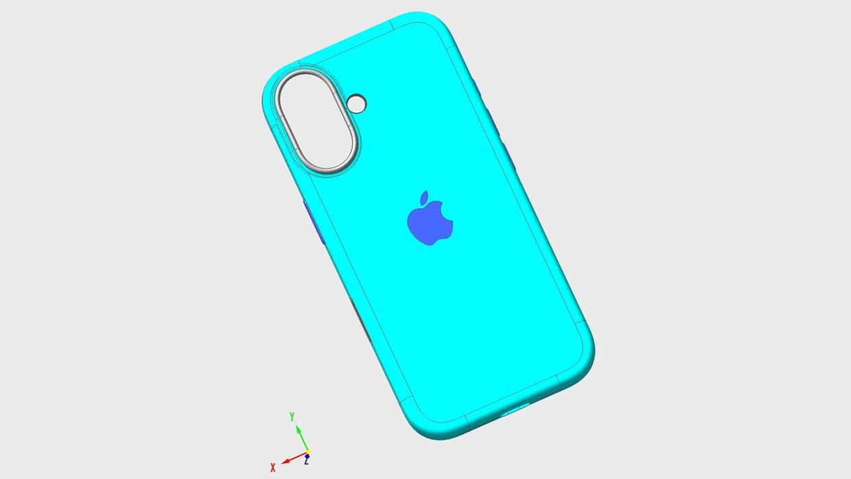  CAD render of alleged iPhone 16 redesign. 