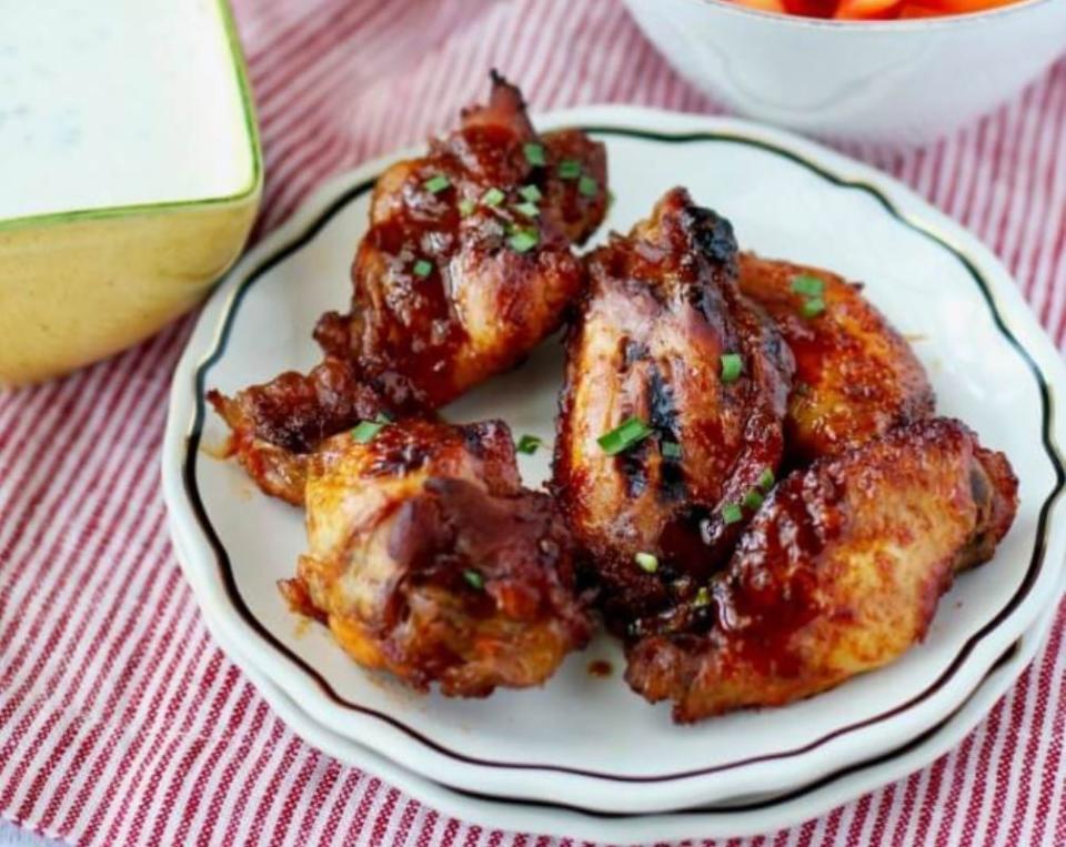 <p>Karen's Kitchen Stories</p><p>These wings are started in a pressure cooker and finished off quickly under a broil for the char.</p><p><strong>Get the recipe: <a href="https://www.karenskitchenstories.com/2020/09/hot-honey-chicken-wings.html" rel="nofollow noopener" target="_blank" data-ylk="slk:Hot Honey Chicken Wings With Buttermilk Chive Dressing;elm:context_link;itc:0;sec:content-canvas" class="link ">Hot Honey Chicken Wings With Buttermilk Chive Dressing</a></strong></p>