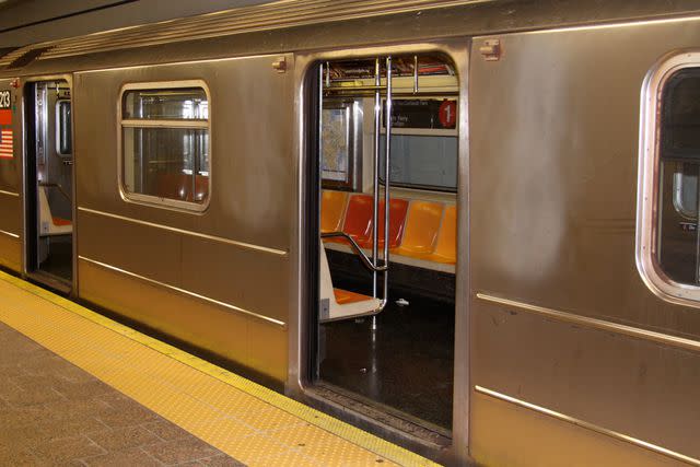 <p>Getty</p> Stock image of doors open on a New York subway train