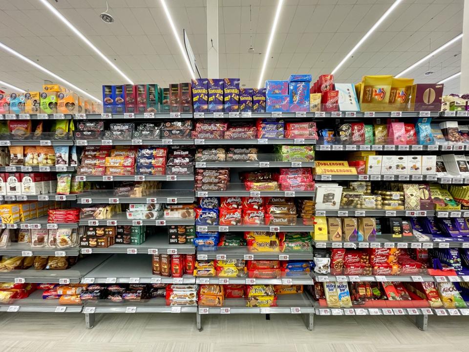 A candy aisle at a grocery store on Waiheke Island, New Zealand.