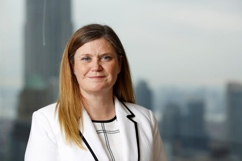 Chief Financial Officer Marianne Lake stands for a portrait at the headquarters of JP Morgan Chase & Co in the Manhattan borough of New York City, U.S., September 13, 2018.  REUTERS/Caitlin Ochs