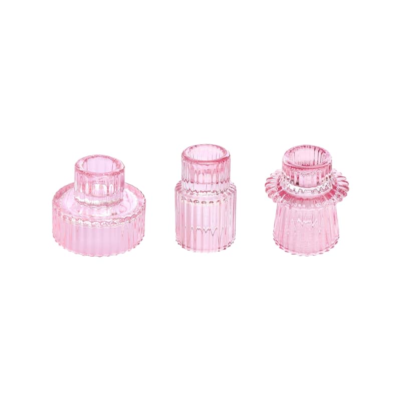 Vixdonos Pink Candlestick Holder Set of 3