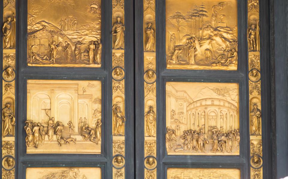 <h1 class="title">Gate of the Baptistery of San Giovanni.</h1><cite class="credit">Image courtesy of Getty.</cite>