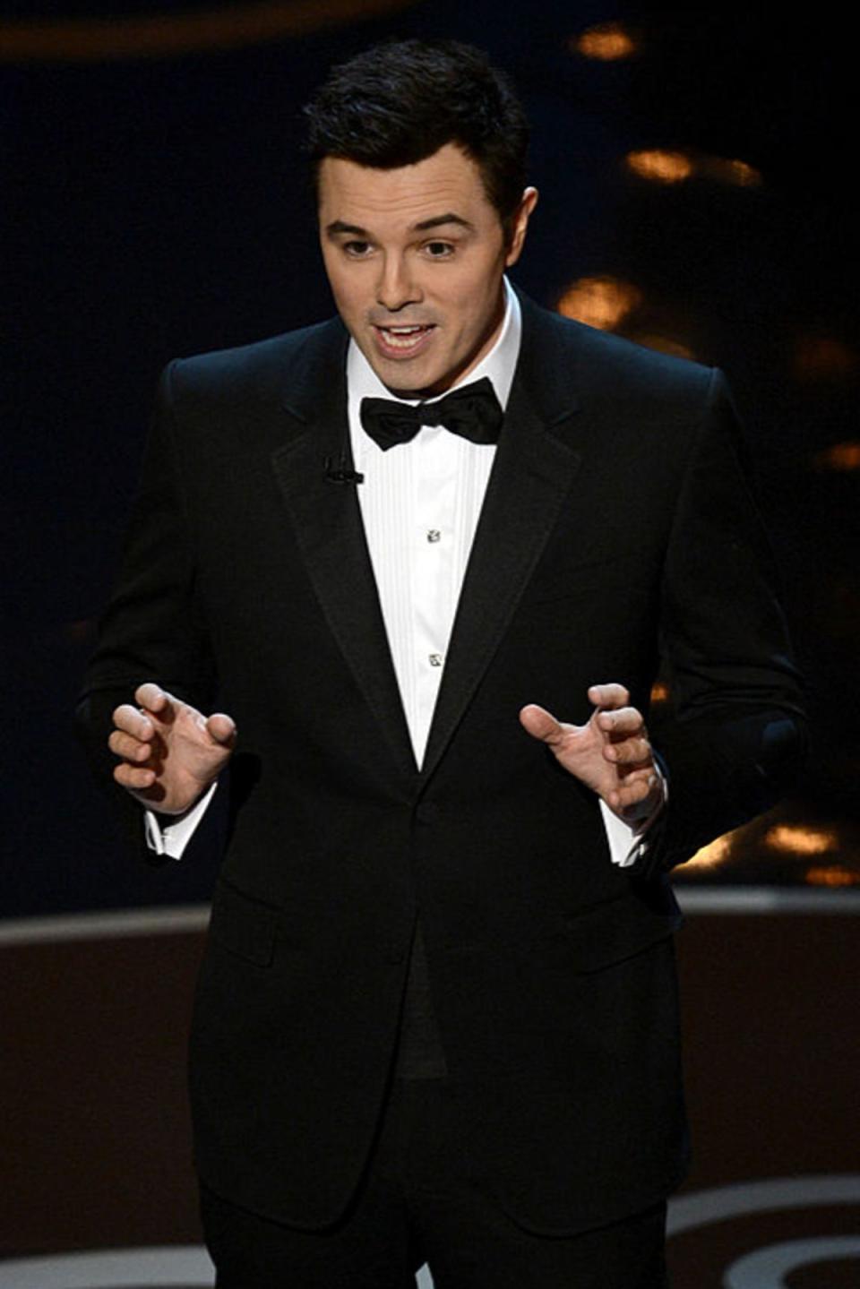 What a boob: Seth MacFarlane hosted the 2013 ceremony, which also featured a car-crash musical number (Getty Images)