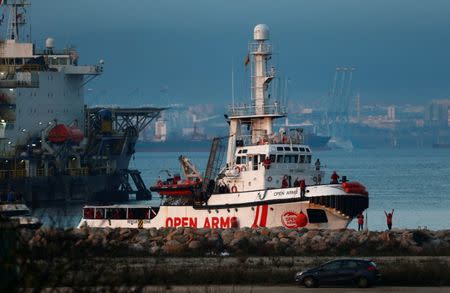 NGO Proactiva Open Arms' rescue boat is seen docked with migrants rescued in central Mediterranean Sea, at the Center for Temporary Assistance to Foreigners (CATE) in the port of Algeciras, in Campamento, near San Roque Spain December 28, 2018. REUTERS/Jon Nazca