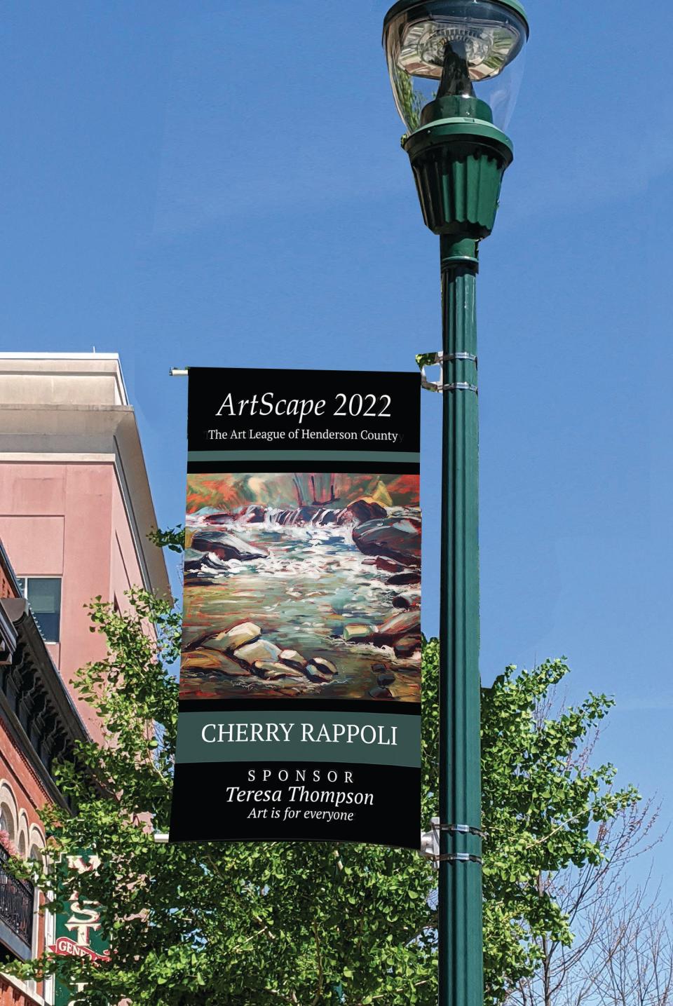 ArtScape banners adorn the lightpoles on Main Street in Hendersonville.