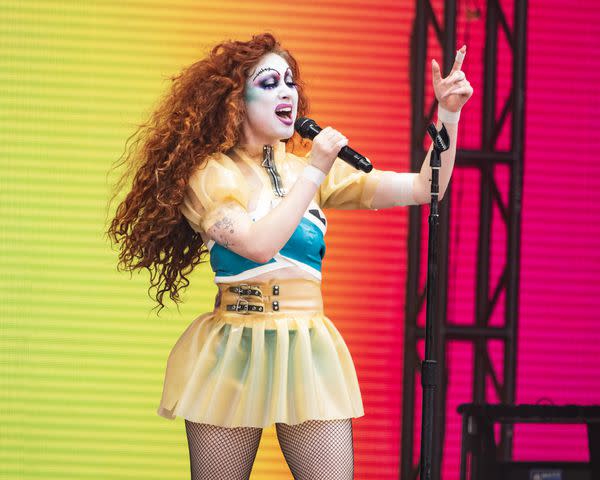 <p>Erika Goldring/Getty</p> Chappell Roan performs at the 2024 Bonnaroo Music & Arts Festival on June 16, 2024