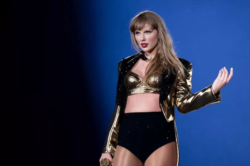 Taylor Swift performs on stage during "Taylor Swift | The Eras Tour" at Santiago Bernabéu Stadium on May 29, 2024 in Madrid, Spain.