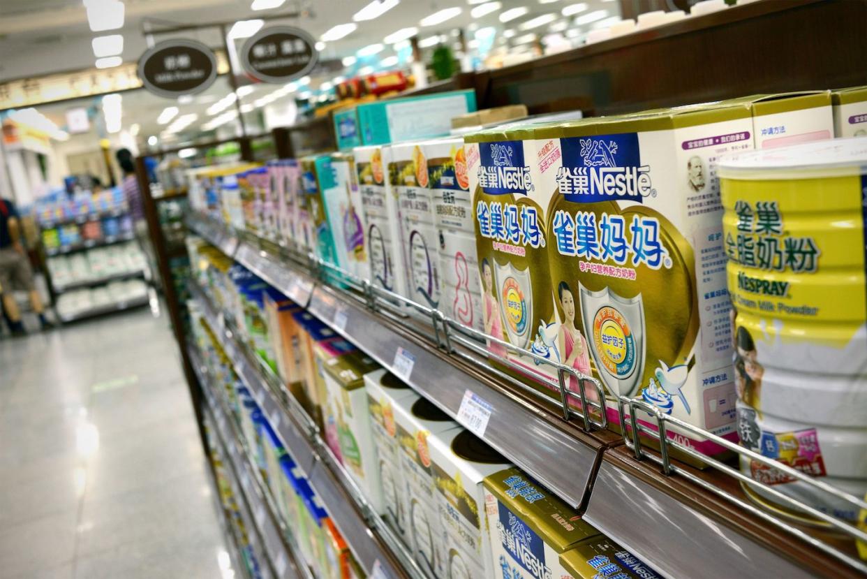 A shelf of milk powder for sale at a supermarket (Photo: Wang Zhao/AFP via Getty Images)
