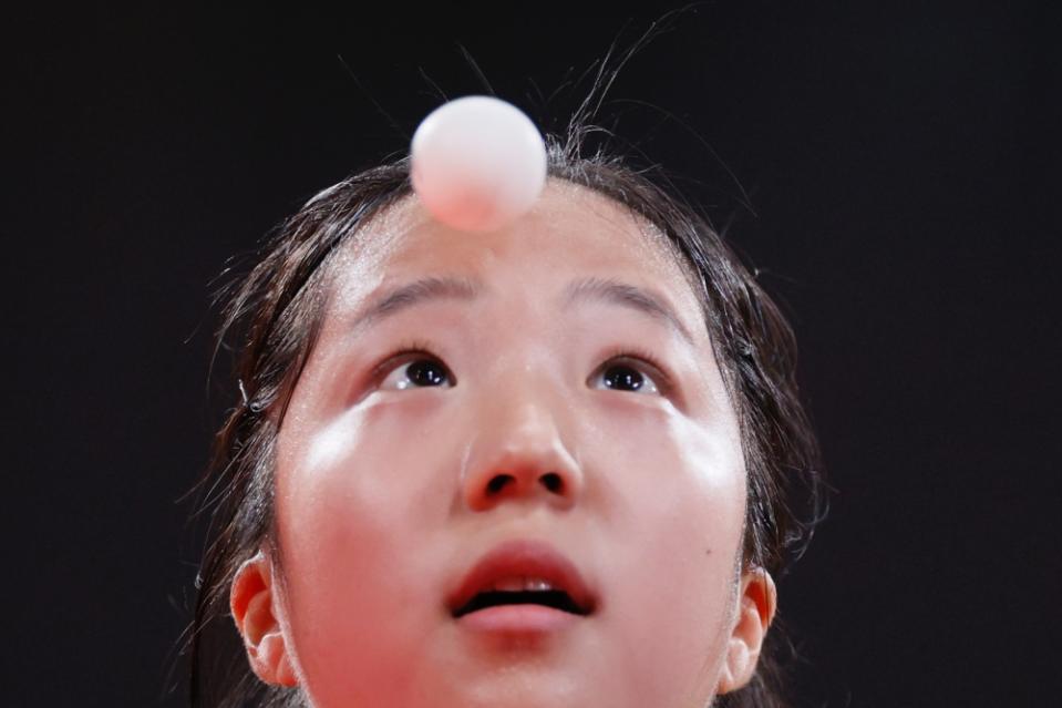 Shin Yu-bin a perdu contre la joueuse hongkongaise To Kai-chan dans le top 16 du simple féminin à Tokyo (Photo : Getty Images)