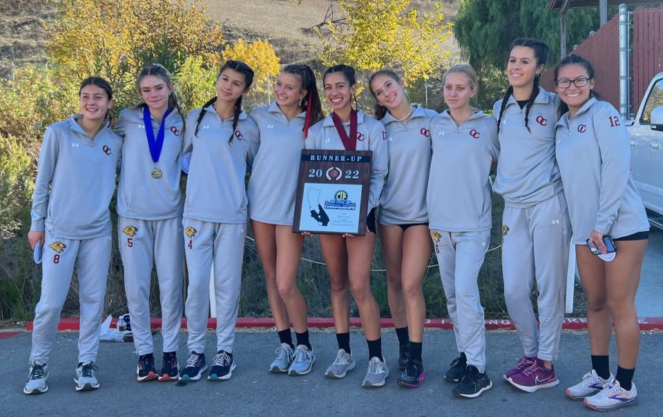 The Oaks Christian girls cross country team finished second in Division 4 at the CIF-SS championships on Saturday at Mount San Antonio College. The Lions qualified for the state meet.