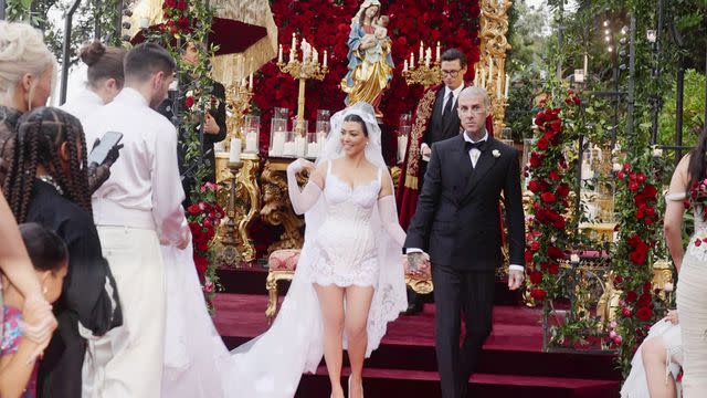 <p>Hulu</p> Kourtney, Travis, and their guests enjoy a luxurious wedding weekend in Portofino,