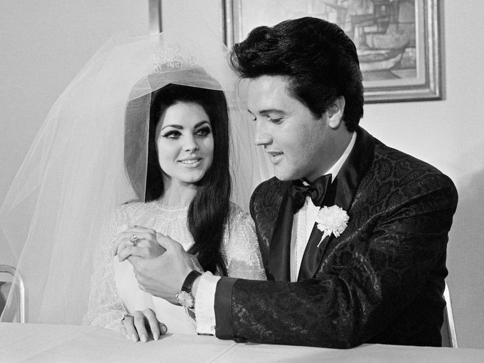 Priscilla and Elvis Presley on their wedding day on May 1, 1967.