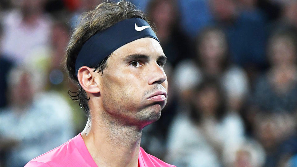 Rafa Nadal (pictured) looking frustrated after a point at the Australian Open.