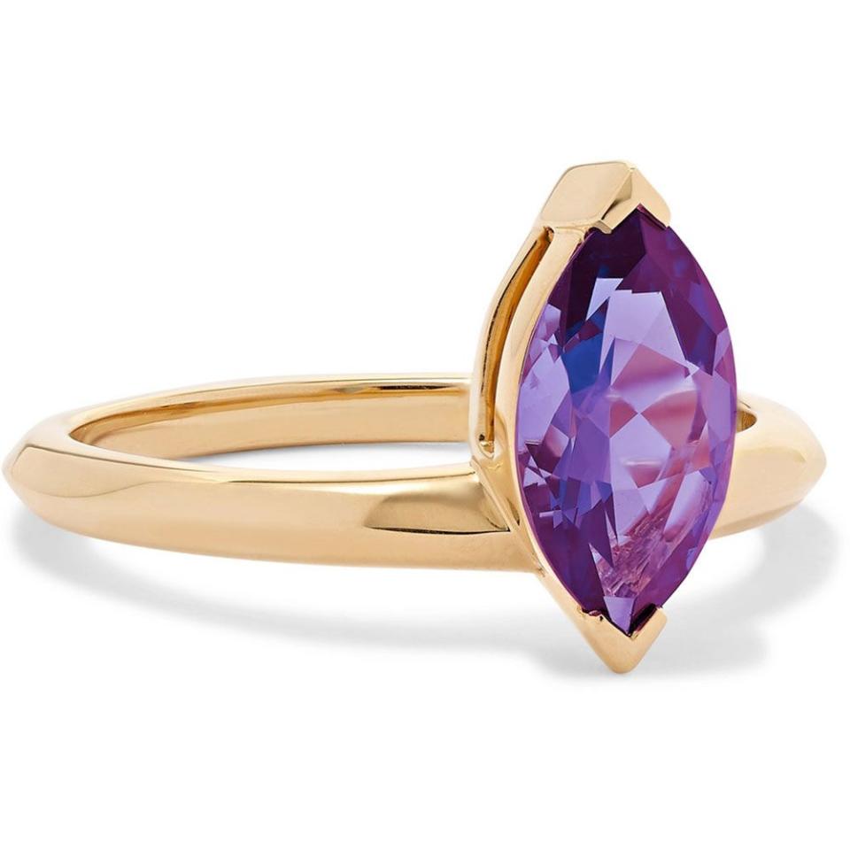 <p>Amethyst ring, £1,000, Stephen Webster @ Net-a-Porter</p><p><a class="link " href="https://www.net-a-porter.com/gb/en/product/1100780/stephen_webster/jitterbug-18-karat-gold-amethyst-ring" rel="nofollow noopener" target="_blank" data-ylk="slk:BUY NOW;elm:context_link;itc:0;sec:content-canvas">BUY NOW</a></p>