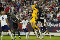 United States goalkeeper Matt Turner (1) grabs a shot during the second half of a World Cup soccer qualifier against Canada Sunday, Sept. 5, 2021, in Nashville, Tenn. (AP Photo/Mark Humphrey)