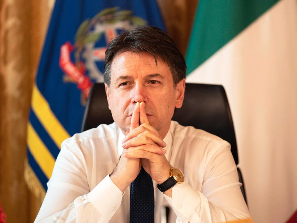 Giuseppe Conte in his office at Chigi Palace, Rome (EPA)