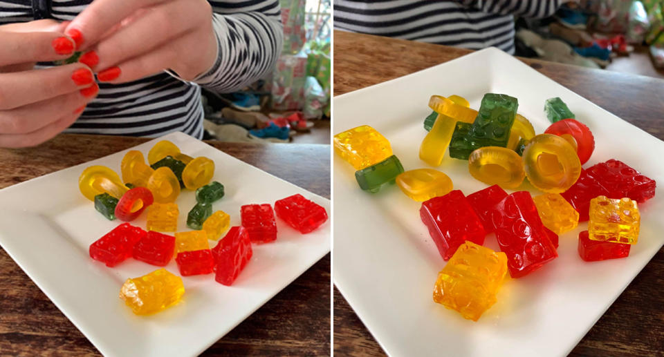 Woolworths Christmas 3D Gummy Block Train Kit falls apart