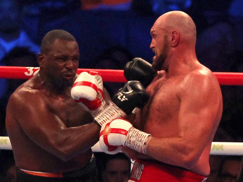 Tyson Fury knocks out Dillian Whyte at Wembley Stadium (AFP via Getty Images)