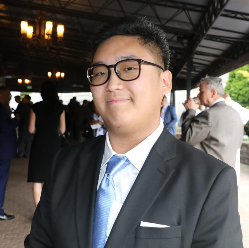 Tevin Kim from Briarcliff High School is pictured during the 55th Carroll F. Johnson Scholastic Achievement Dinner at the Westchester Marriott in Tarrytown, May 24, 2023. 