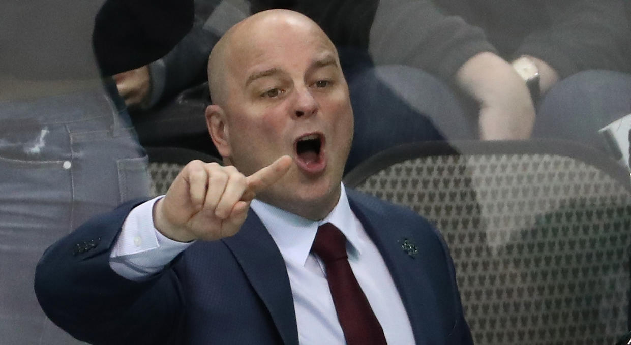 Jim Montgomery, the head coach of the Dallas Stars, didn't mince words while calling out his team's stars following Sunday's overtime loss to the Winnipeg Jets. (Ronald Martinez/Getty Images)