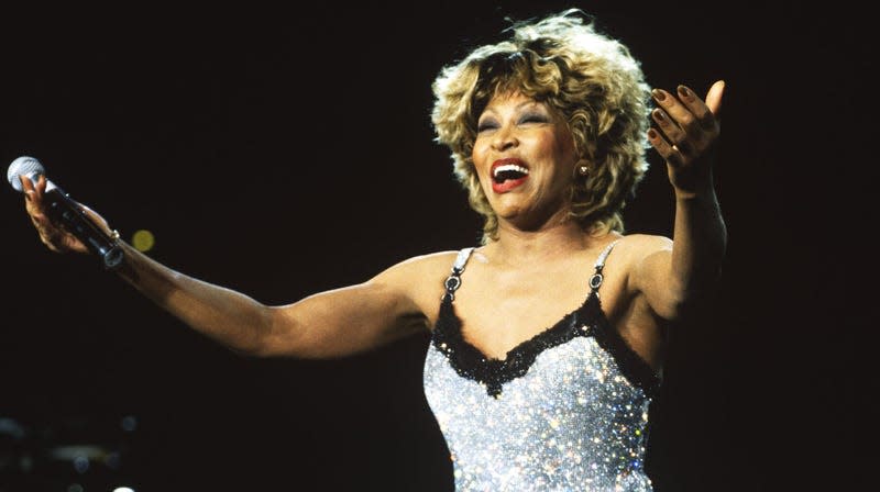 Tina Turner performs at Shoreline Amphitheatre on May 23, 1997 in Mountain View, California. 