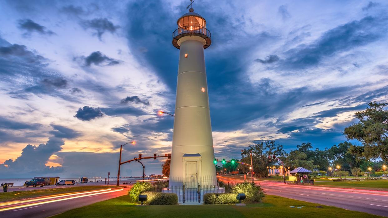 Biloxi, Mississippi, USA Lighthouse at dusk.