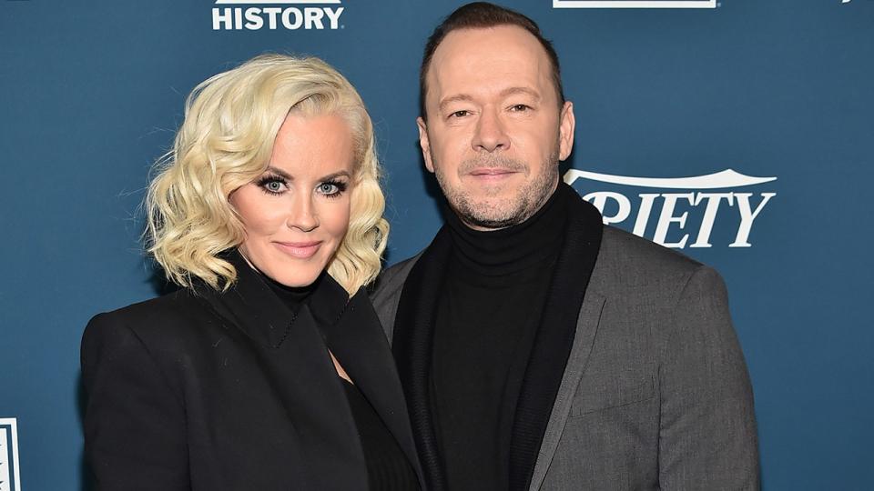 Jenny McCarthy and Donnie Wahlberg on the red carpet at Variety event.
