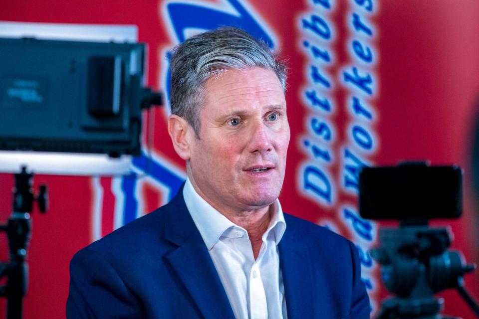 Sir Keir Starmer at the head office of Usdaw in Fallowfield (PA)