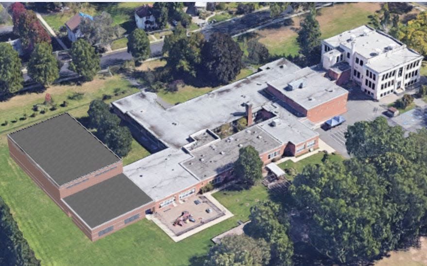 A rendering of Central Avenue School, showing an addition (seen on the left) that is part of a referendum proposal by the Madison Board of Education.