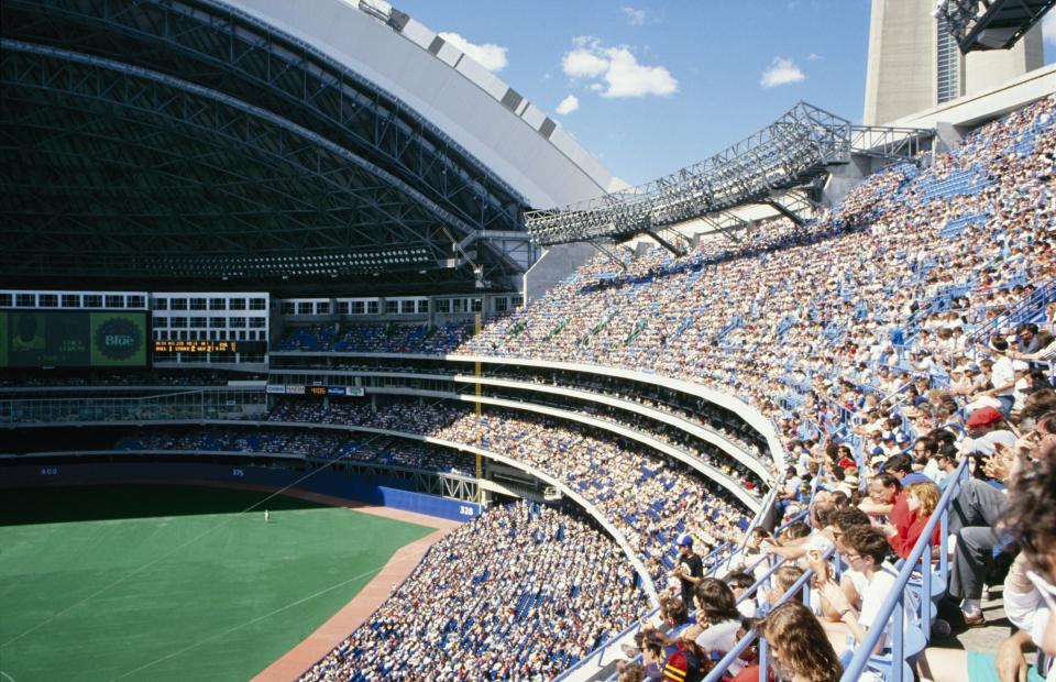 General view of SkyDome during the Toronto Blue Jays game against the Detroit Tigers on June 11, 1989. (Photo by Rick Stewart/Getty Images)