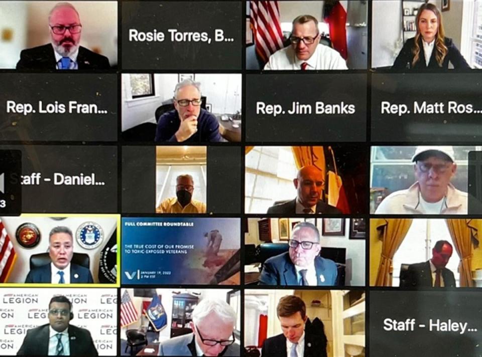 A screengrab of the House Veteran Affairs Committee roundtable on burn pits in January (Burn Pits 360/Instagram)