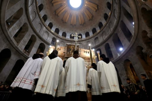 The Church of the Holy Sepulchre is built at the site where Christians believe Jesus was crucified, buried and resurrected