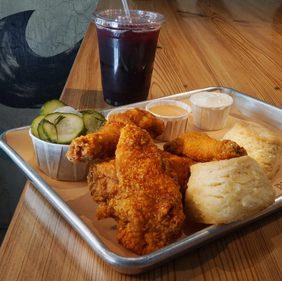 Fried chicken with cucumber salad and biscuits are popular choices at Bucktown. But it's all been takeout for almost two years, causing the owner to look for crowd-funding money.