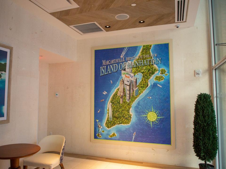 artwork showing Manhattan as a tropical island