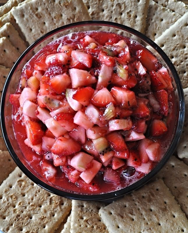 <p>Krista Marshall</p><p>This refreshing snack is perfect poolside.</p><p><strong>Get the recipe: <a href="https://parade.com/841680/kristamarshall/fruit-salsa-perfect-for-any-spring-gathering/" rel="nofollow noopener" target="_blank" data-ylk="slk:Fruit Salsa;elm:context_link;itc:0;sec:content-canvas" class="link rapid-noclick-resp">Fruit Salsa</a></strong></p>