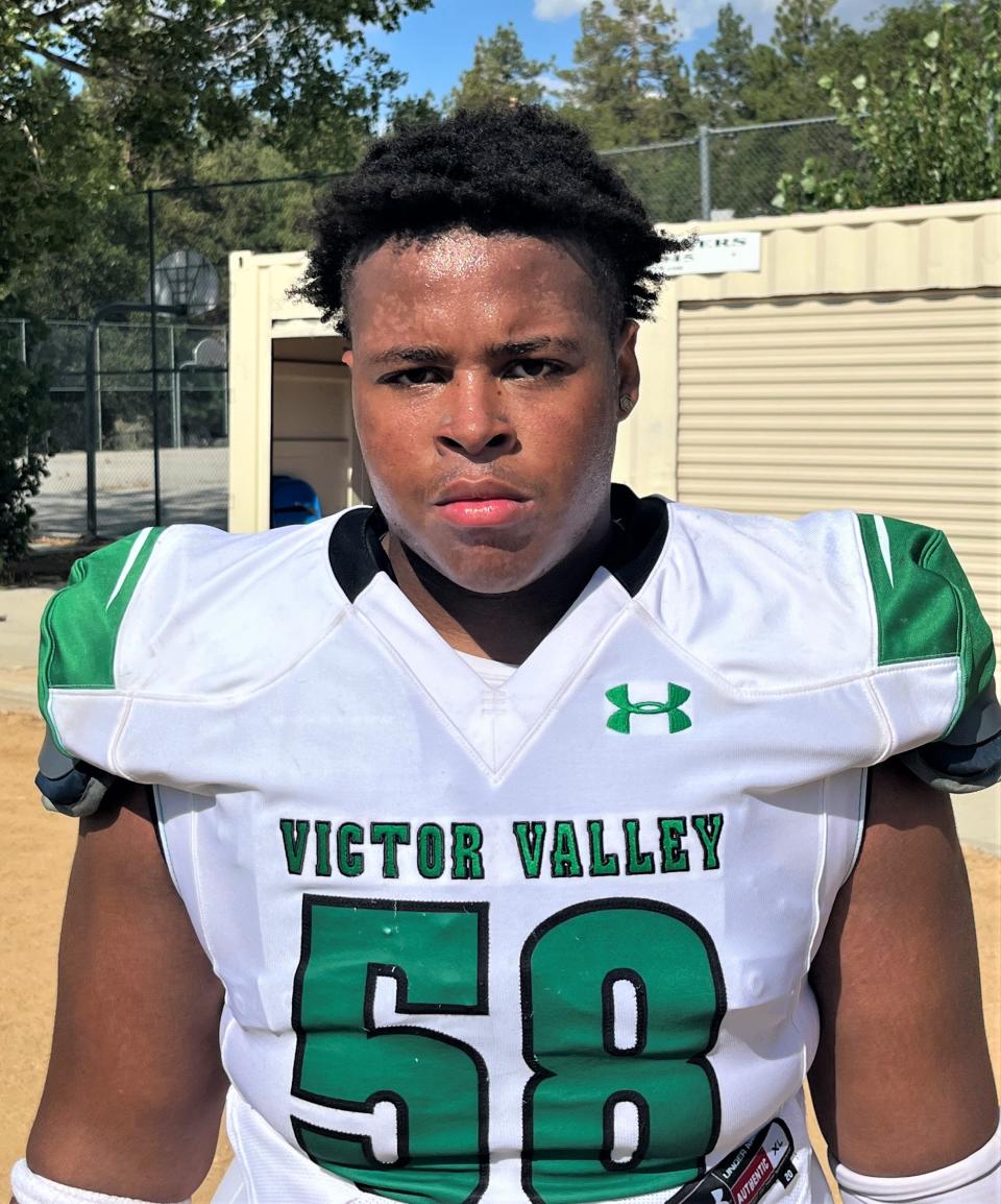 Victor Valley's Dereith Browning recovered two fumbles and helped the team to a 14-0 victory over Big Bear on Saturday, Aug. 20, 2022.