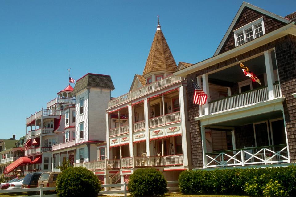 A row of Victorian houses in Cape May, New Jersey