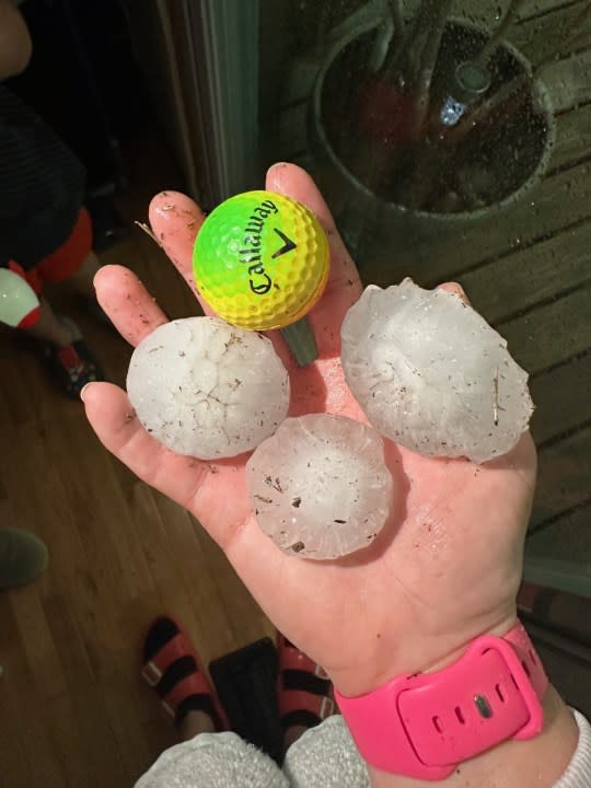 Hail photos from Kelli Johnson in Russell on May 19.