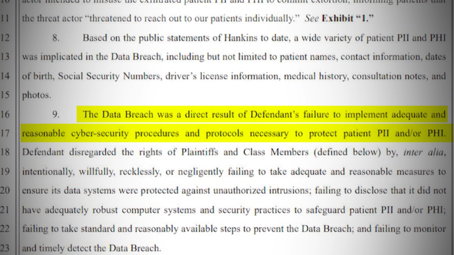 <em>The class-action lawsuit claims Hankins & Sohn did not do enough to “implement adequate and reasonable cyber-security procedures and protocols necessary to protect” patient information. (KLAS)</em>