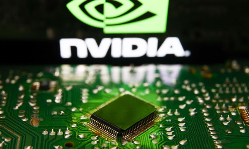 <span>US chip maker Nvidia has become the fifth publicly traded company to ever surpass $2tn.</span><span>Photograph: NurPhoto/Getty Images</span>