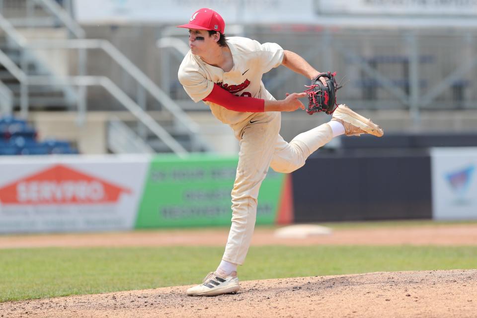 Riley Weatherwax went the distance on the mound for Ketcham in a 2-1 win over Commack in  the NYSPHSAA Class AA baseball final June 10, 2023 at Mirabito Stadium in Binghamton.