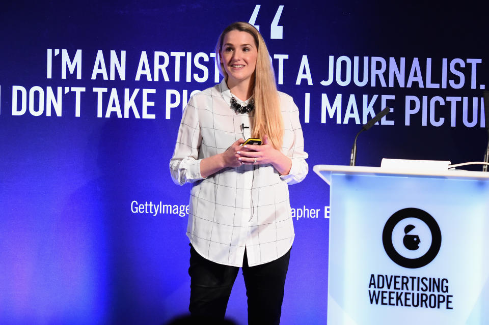 Natalie Bell, MD at Manning Gottlieb OMD, speaking during Advertising Week Europe 2016. (Eamonn M. McCormack/Getty Images for Advertising Week Europe) 