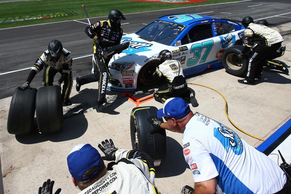 This pit stop went according to plan for Chris Buescher. His first on Sunday did not. (Getty)