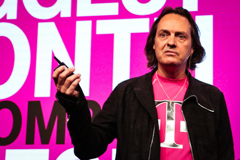 John Legere, CEO of T-Mobile, speaks at an Un-carrier event in SF on September 10th, 2014.