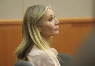 Gwyneth Paltrow listens in court during her trial, Tuesday, March 28, 2023, in Park City, Utah. Paltrow is accused in a lawsuit of crashing into a skier during a 2016 family ski vacation, leaving him with brain damage and four broken ribs. (Jeffrey D. Allred/The Deseret News via AP, Pool)